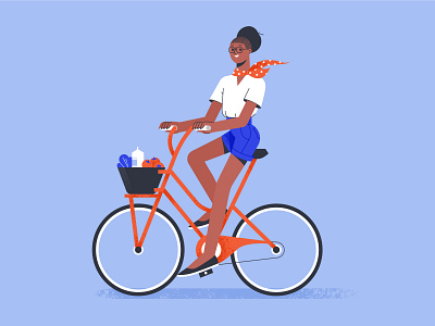 A Girl on a Bike art bike bike ride character design design flat girl girl character girl illustration graphic design illustration illustrator shakuro vector