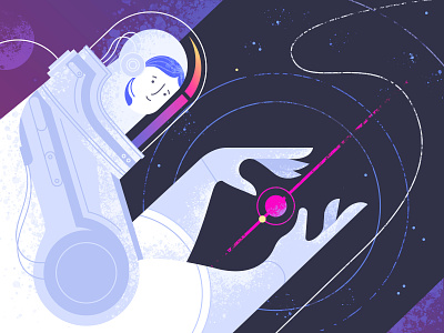 Astronaut astronaut astronomy character cosmonaut digital flat flight galaxy illustration illustrator planet planets shakuro shape space spacesuit stars vector woman