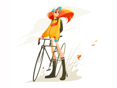 Girl on a Bike Illustration