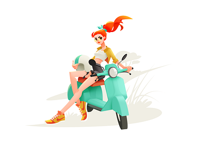 Super Bike Girl art bike character design drive girl girl character girl illustration illustration illustrator motor motorcycle rider shakuro summer vector