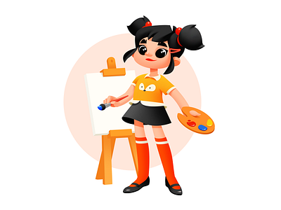 A Girl Who Loves Painting activities art character character design child child illustration children cute cute art design girl girl character girl illustration illustration illustration art illustrator kid kids paint shakuro