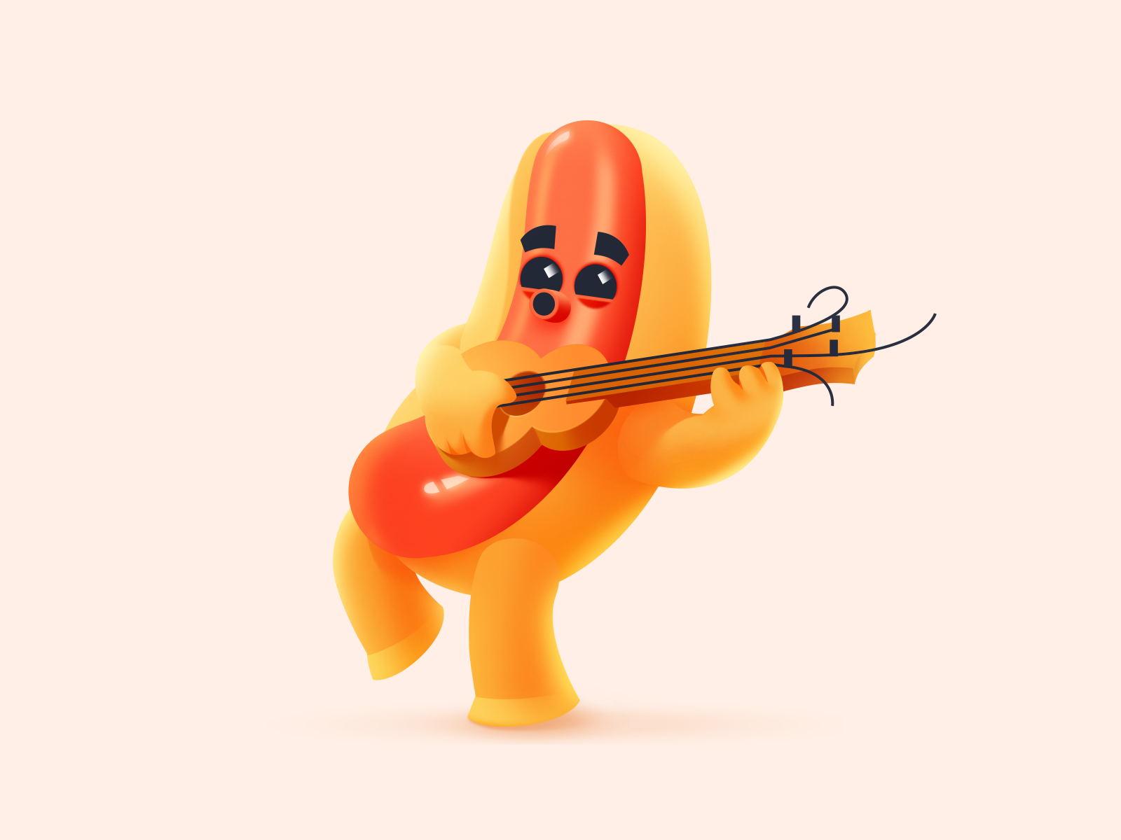 Hot Dog Illustration art character character design character illustration cute art design fast food food funny character guitar hot dog illustration illustrator shakuro summer vector