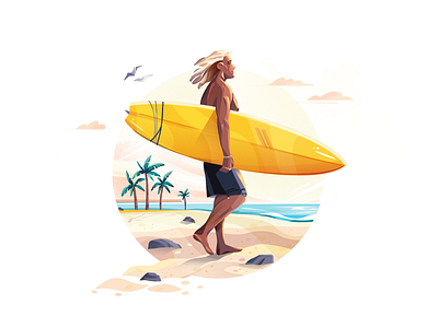 Summer Surf 2d illustration art beach character character design character illustration design digital art flat graphic illustration illustration art illustration for web illustrator shakuro summer surf surfing vector