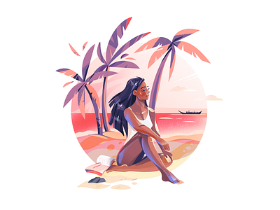 Summer Beach art beach character character design character illustration design digital art flat girl girl character graphic illustration illustration art illustrator palms shakuro summer summertime vector web illustration