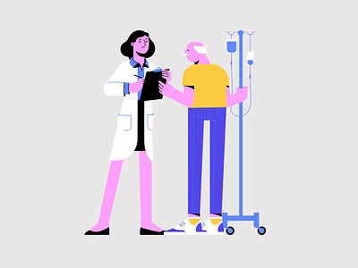 Medical Characters: A DoctorcCaring For An Elderly Person animated art character doctor elderly person elderly person hospital illustration illustration for web illustrator medical illustration motion motiongraphics professional shakuro vector