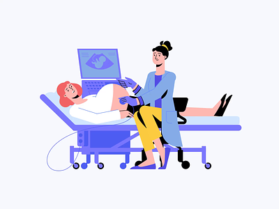 Medical Characters: Ultrasound animation art character character design character illustration design digital art flat girl character graphic illustration illustration art illustration for web illustrator medical medical care motion design shakuro ultrasound vector