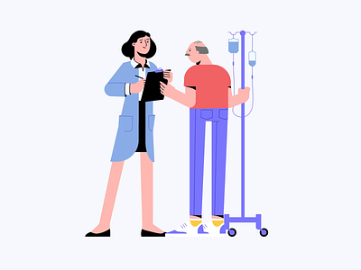 Medical Characters: A Doctor Caring For An Elderly Person animation art character character design character illustration design digital art doctor elderly care flat graphic illustration illustration art illustration for web illustrator medical medical care motion design shakuro vector