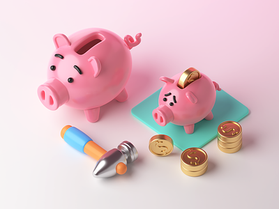 3D Finance: Big Money 3d 3d art 3d illustration art bank character illustration cute design digital art finance graphic illustration illustration art illustrator money money bag piggy piggybank shakuro vector