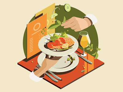 Restaurant: Choose Your Dish art character design digital art dish fish flat food graphic illustration illustration art illustration for web illustrator meal menu restaurant shakuro vector