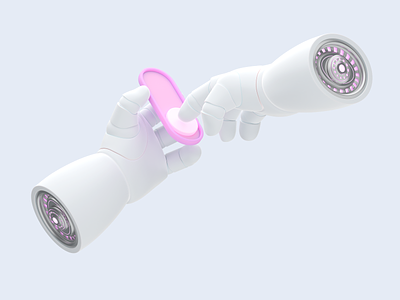 3D Robotic Hands Turn Off/On Illustration