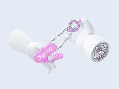 3D Robotic Hands Illustration For Sign In