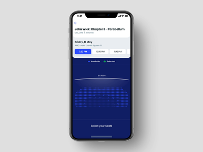 Cinema App Animation: Seats & Payment animated animation cinema tickets design film interaction ios app iphone x iphone xs xr motion design movie pay payment seats selection transition ui ui kit ux video