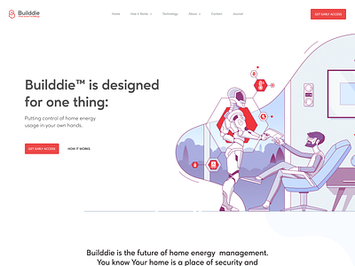 Builddie Website Homepage Design control home energy home page illustration for web landing page security smart home ui ux web design web illustration website