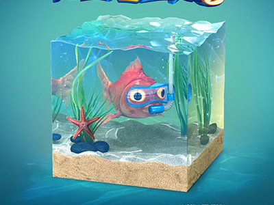 Fish Diving 3d art cartoon character cinema 4d design fish illustration photoshop sculpting star web