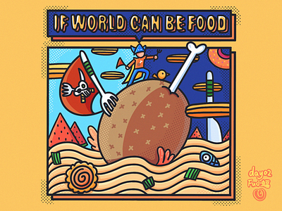 If world can be food doodle draw drawing food fulittlebat fu小蝠 illustration