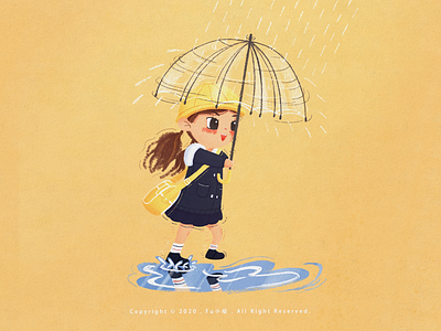 Do you like rainy days~ children cute fulittlebat fu小蝠 illustration