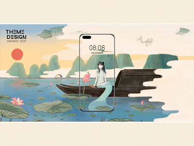 Huawei creative wallpaper - lotus pond in summer