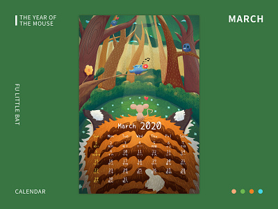 MARCH: Song of spring 2020 animals character flat illustrations march mouse spring tiger