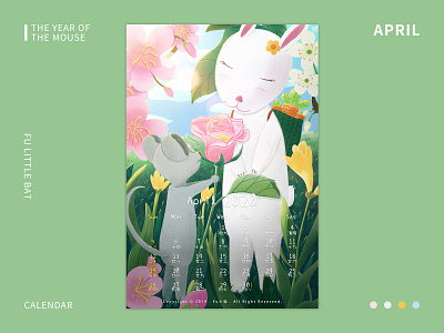 APRIL:FLOWER 2020 april character flower illustration illustrations mouse rabbit spring