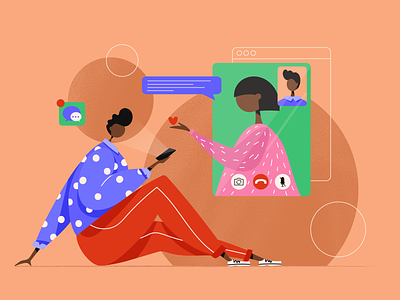 Facetime with babe couple design dribbble illustration illustrator people web