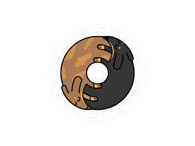 Yin yang sleeping donut sausages 🐶 dachshunds donut flatdesign goldcoastbusiness graphicdesigner illustration illustrator puppies snooze supplyanddesign symmetry yinyang