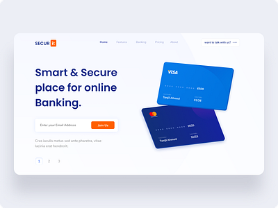 SECUR_it banking color creditcard landing page design money money management visa card webdesign
