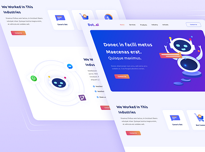 Chatbot landing page bot chat color design icon illustration landingpage typography ui uiux