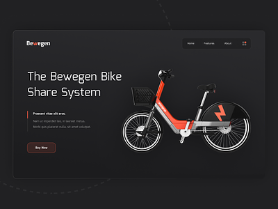 Bike Sharing system bike color e bike hero hero section image landingpage typography