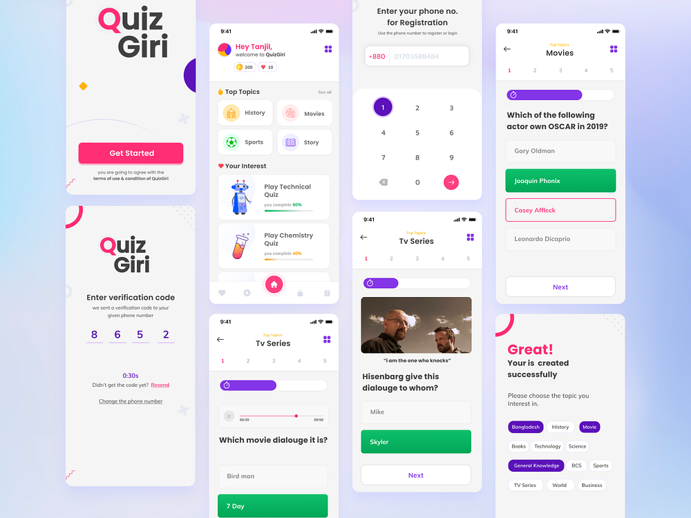 Quiz App designs, themes, templates and downloadable graphic elements ...