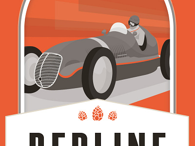 Redline WIP beer car driver illustration label race vector vintage