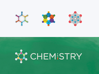 Chemistry Logo Evolution atom benzene chalk chemistry illustration logo molecule stack exchange