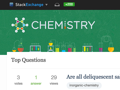 Chemistry Site Design benzene chemicals chemistry design glassware illustration logo molecule site stack exchange website