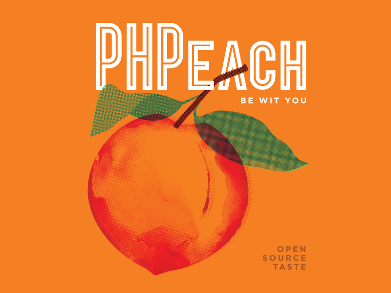 PHPeach stack exchange halftone vector logo code programming open source php label beer