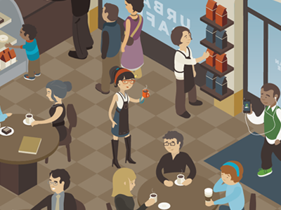 Urban Cafe animation cafe coffee illustration isometric