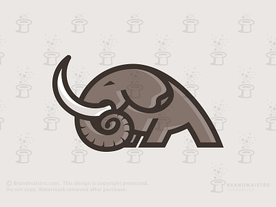 Strong Elephant Logo (for sale) animal elephant endangered energy heavy ivory logo logo for sale mammoth mascot mastodon nature power powerful social behavior strength wilderness