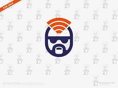 Wireless Network Guy Logo (for sale) computer digital dude face guy hacking head internet logo logo for sale mascot network phishing punk repair security signal software wifi wireless