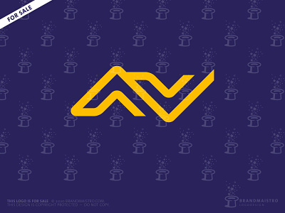 Logo Monogram Letters AV (for sale) audiovisual checkmark entertainment initial letter logo logo for sale monogram monoline singleline software technology typography video