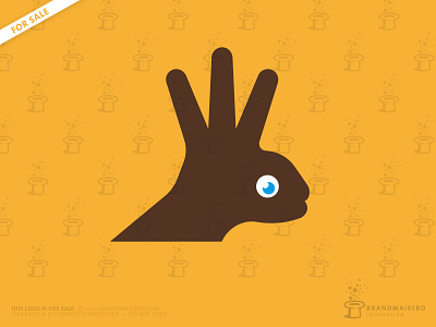Rabbit Hand Head (logo for sale) animal breeder bunny ears face fingers hand hare head iconic logo logo for sale nature ok okay gesture pet rabbit sign language wild