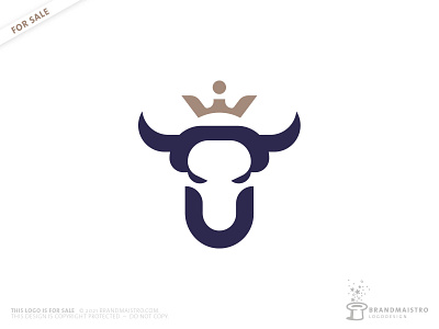 Crowned Letter U Cow Or Bull (logo for sale)
