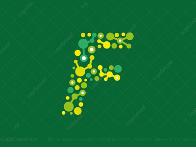 Galaxy Letter F Logo aerospace asteroid astronomer astronomy connected eco f galaxy letter logo logo for sale milkyway planets space stargazer dots stars typography