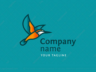 Flying Kingfisher Logo animal bee eater colibri colorful elegant feathers flying hummingbird kingfisher logo logo for sale mascot nature tropical bird wings