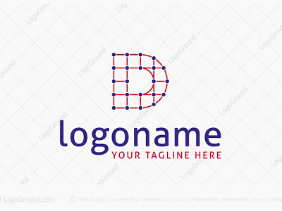 Dot Connected Letter D Logo coach connection connectivity construction data management dots dotted electrical installer electrician grid intersections letter d lines logo logo for sale points psychologist typography welder wire frame