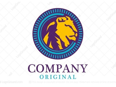 Stately Lion Logo africa african animal beast face head jungle king lion logo logo for sale luxurious mane mountain lion nature power predator protection security wild life