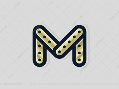 Mechanic Letter M Logo (for sale) character connection construction gold industrial industry initial letter m logo logo for sale meccano mechanic platinum railings steel tech technic toy toys typography