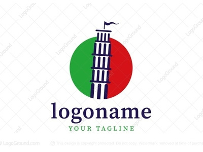 Italian Pisa Tower Logo (for sale) architecture attraction construction contractor heritage italian italy leaning tower logo logo for sale museum pasta piazza dei miracoli pisa pizza real estate restaurant tourism tuscany vacation watchtower