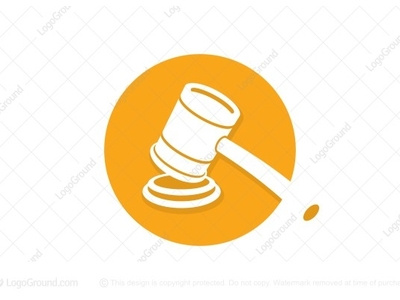 Court Judge Hammer Logo (for sale) auction auctioneer bidding board buyer case law chairman court decision making judge judicial proceeding law firm lawyer legal mandate mayor meeting presidential hammer rejected sledgehammer