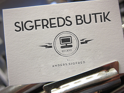 Part of my identity "Sigfreds Butik" (WIP) business card design graphic identity letterpress monogram typography web