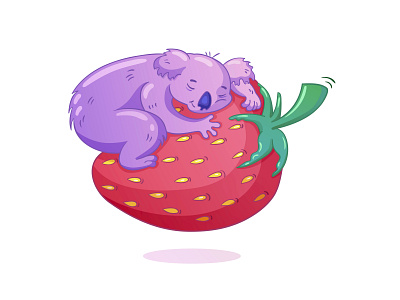 Happy Valentine's Day 2d character color illustraion illustrator kawaii koala strawberry valentines day vector