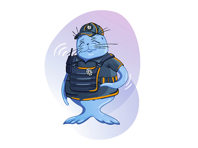 Fur-seal Policeman 2d character color flat illustration illustrator seal vector