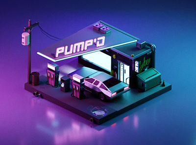 Pump'd Station 3dart blender blender 3d creative design illustraion isometric lowpoly